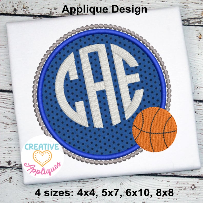 Basketball Monogram Frame Applique