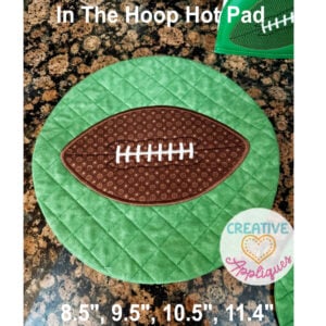 Football Round Hot Pads In the Hoop Design