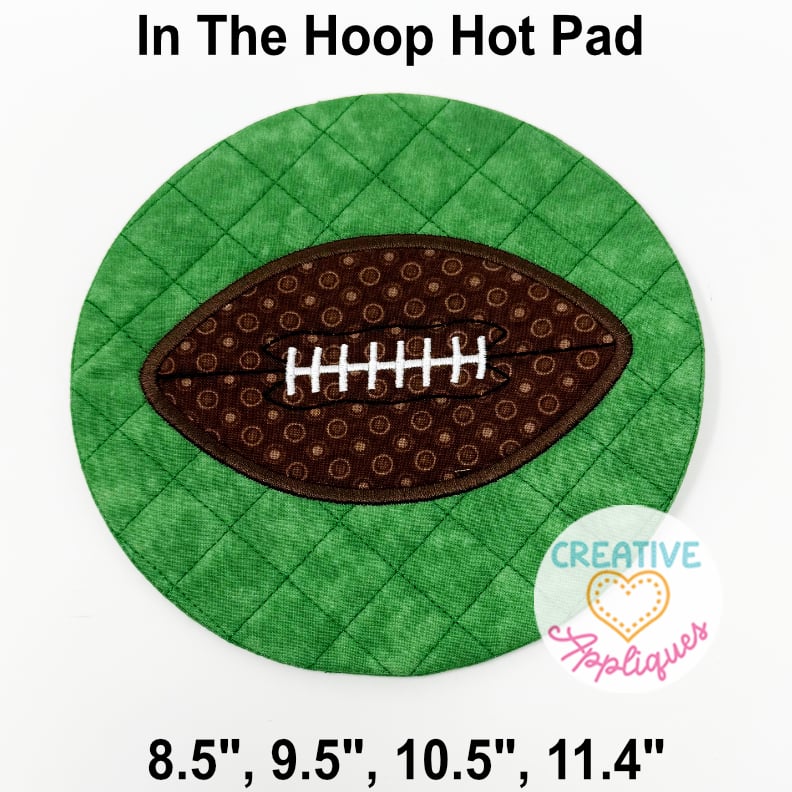 Football Round Hot Pads In the Hoop Design - Image 2