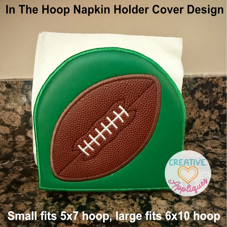 Football Napkin Holder Cover ITH Design - Satin