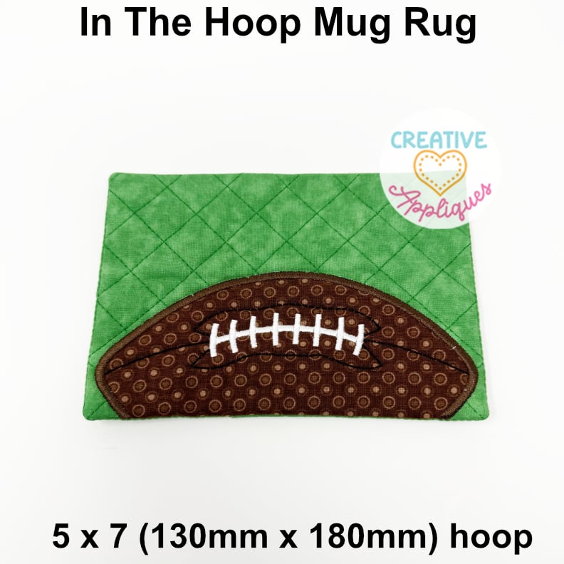 Football Mug Rug In the Hoop Design - Image 2