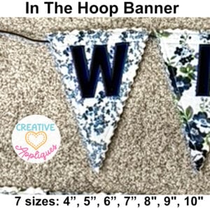 Triangle Banner Applique Letters In the hoop design