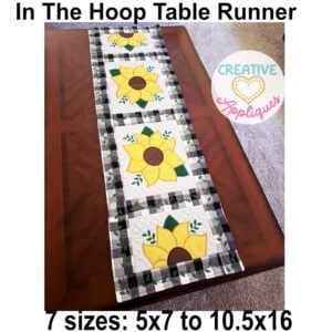 Sunflower Table Runner In the Hoop Design