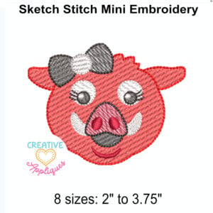 Hog Girl Sketch Stitch Embroidery Design