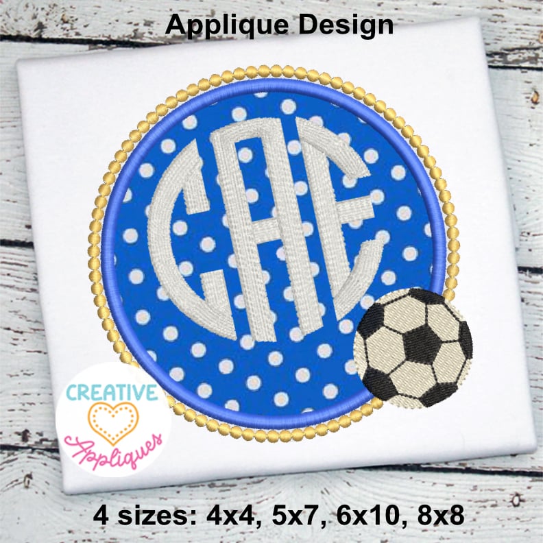 Soccer Ball Monogram Frame Applique