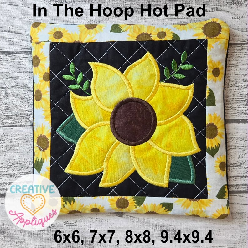 Sunflower Hot Pads In the Hoop Design
