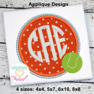Tennis Ball Monogram Frame Applique