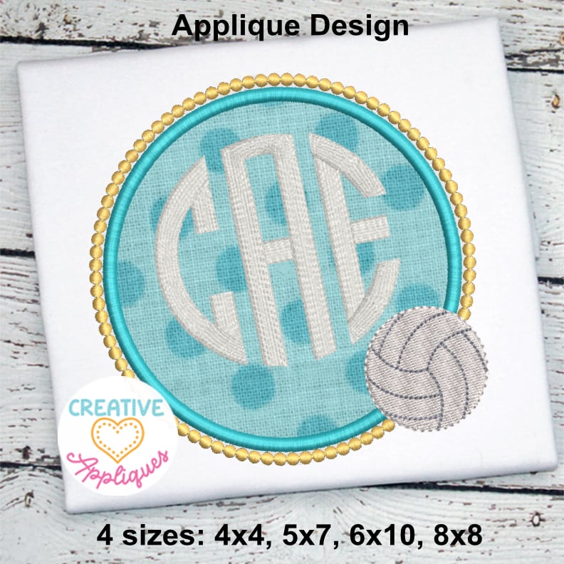 Volleyball Monogram Frame Applique