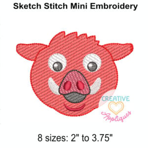 Hog Sketch Stitch Embroidery Design