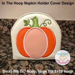 Pumpkin Napkin Holder Cover ITH Design - Satin