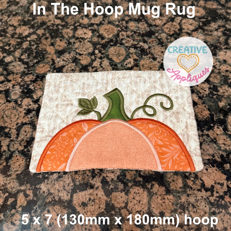 Pumpkin Mug Rug In the Hoop Design