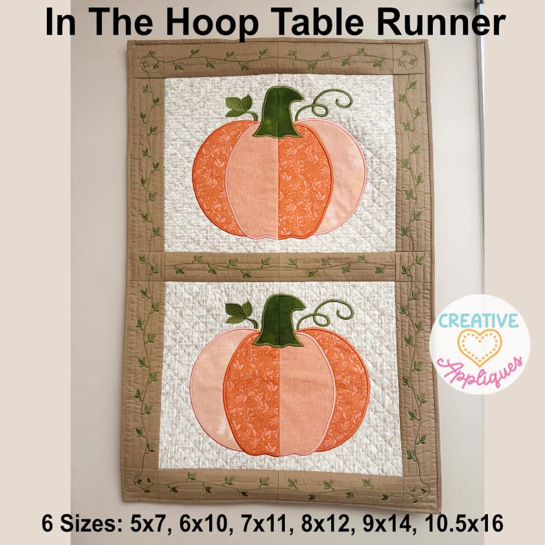 Pumpkin Table Runner In the Hoop Design