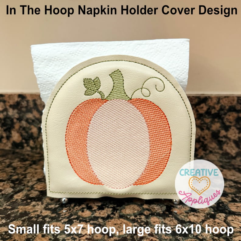 Pumpkin Napkin Holder Cover ITH Design - Bean - Image 3