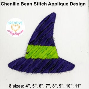 Chenille Witch Hat Bean Stitch Applique Design