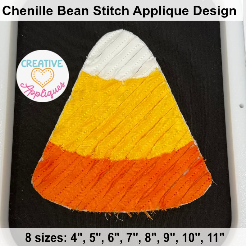 Chenille Candy Corn Bean Stitch Applique Design