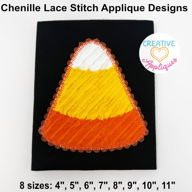 Chenille Candy corn Lace Applique Design