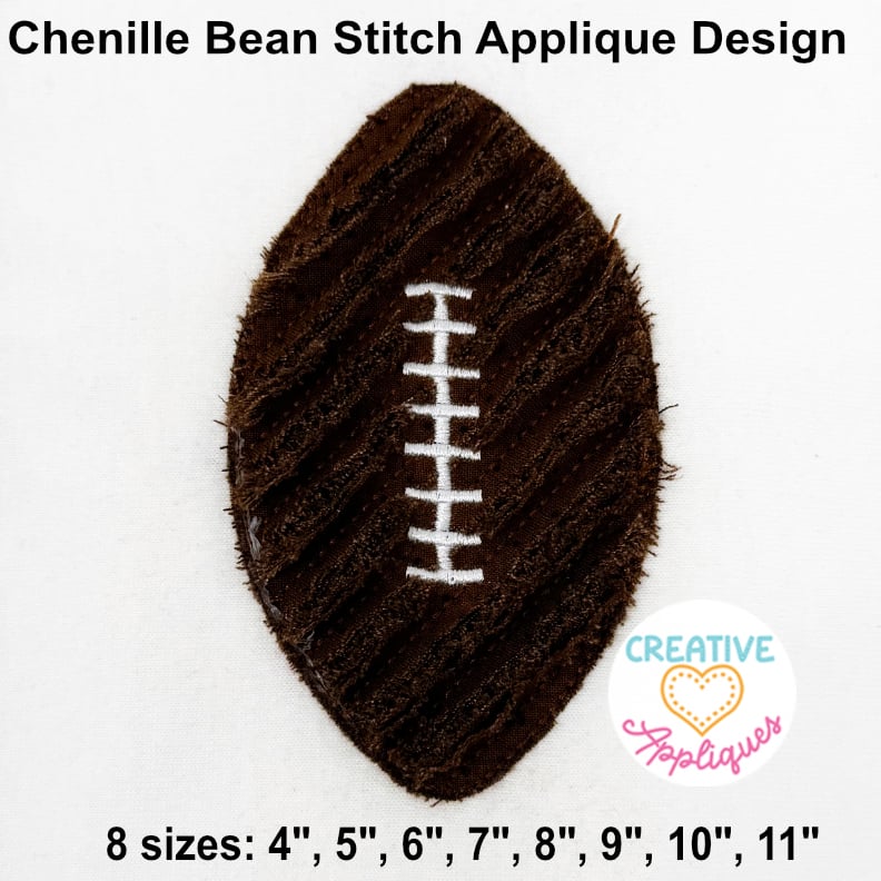 Chenille Football Bean Stitch Applique Design