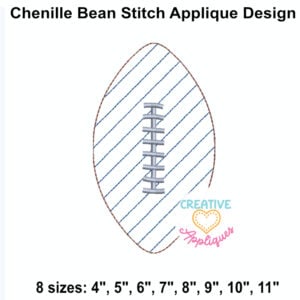 Chenille Football Bean Stitch Applique Design