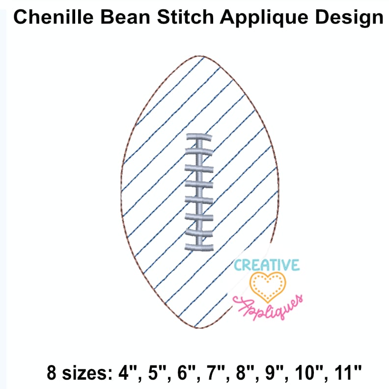 Chenille Football Bean Stitch Applique Design