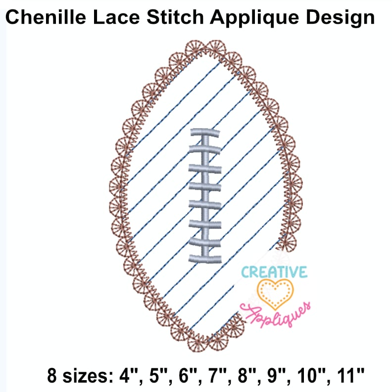 Chenille Football Lace Applique Design