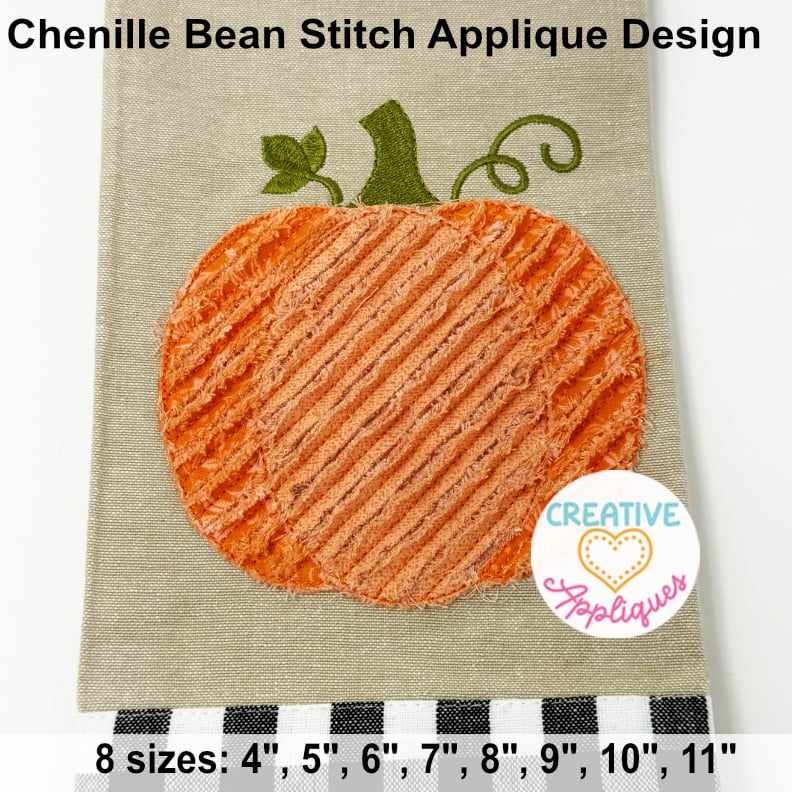 Chenille Pumpkin Bean Stitch Applique Design