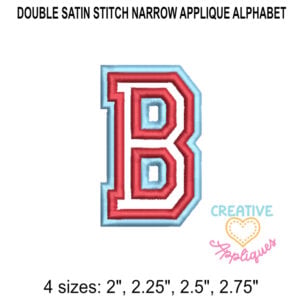 SMALL Narrow Collegiate Double Satin Alphabet Applique Design