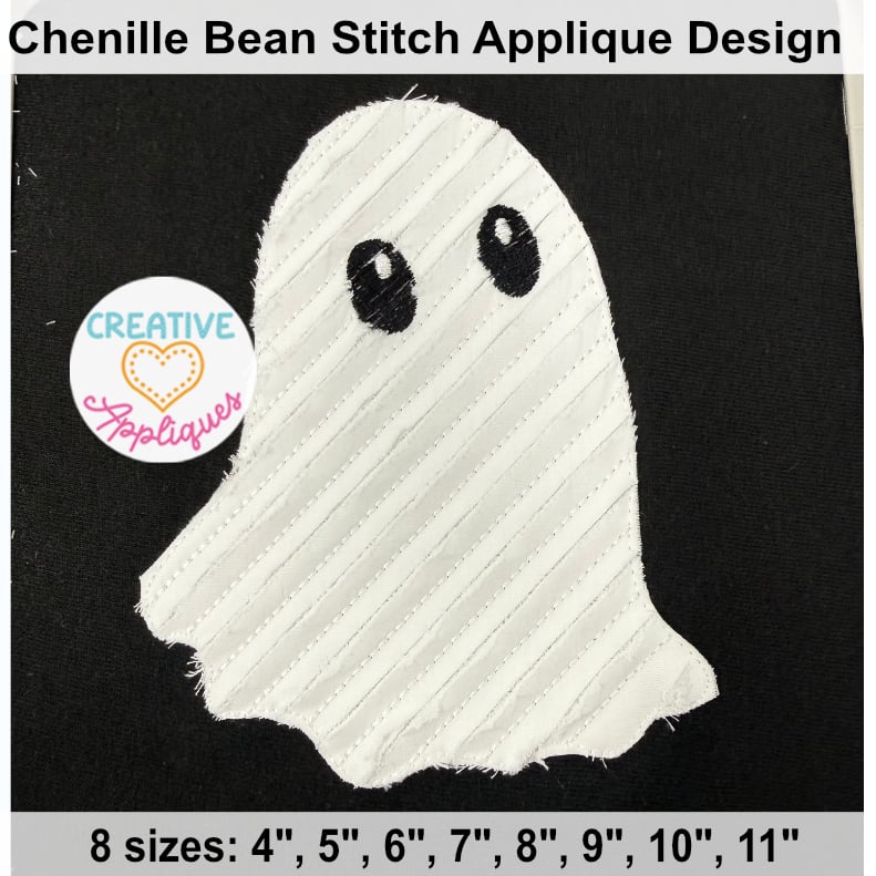 Chenille Ghost Bean Stitch Applique Design