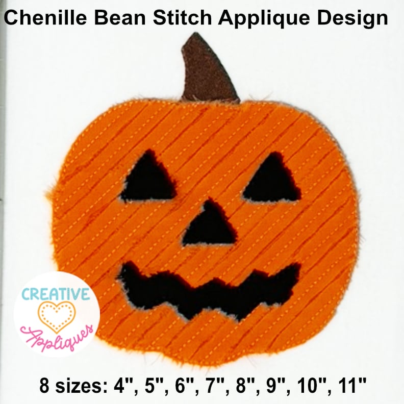 Chenille Jack o Lantern Bean Stitch Applique Design