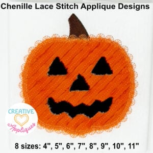 Chenille Jack o Lantern Lace Applique Design
