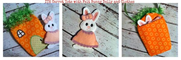 Carrot Tote and Felt Bunny Set